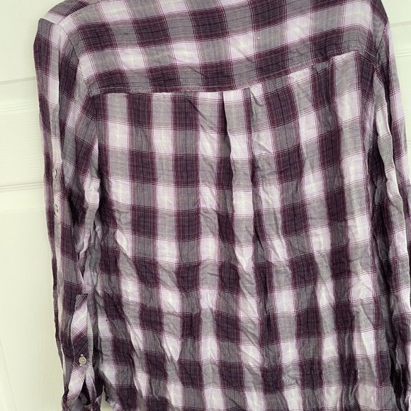 Purple Plaid Button Down Blouse - Picture 2 of 3